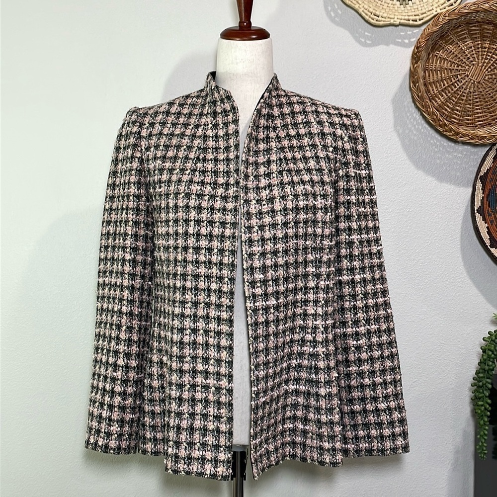 Gorgeous Tweed Jacket Blazer Pink Black Gray Pale Yellow Women’s Size 8